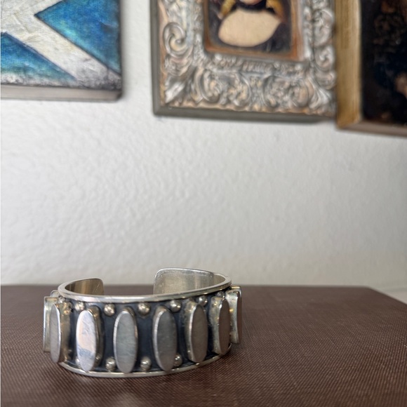 Vintage Taxco Mexico TB-95 .925 Sterling Silver Modernist Panel Cuff 55 grams - Picture 3 of 11